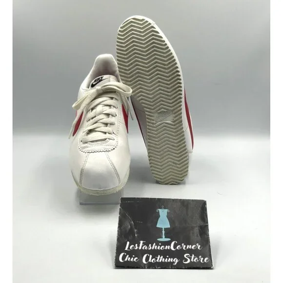Nike Women's White Red Leather Cortez Forrest Gump Running Shoes Size 9 3117 - Picture 3 of 16